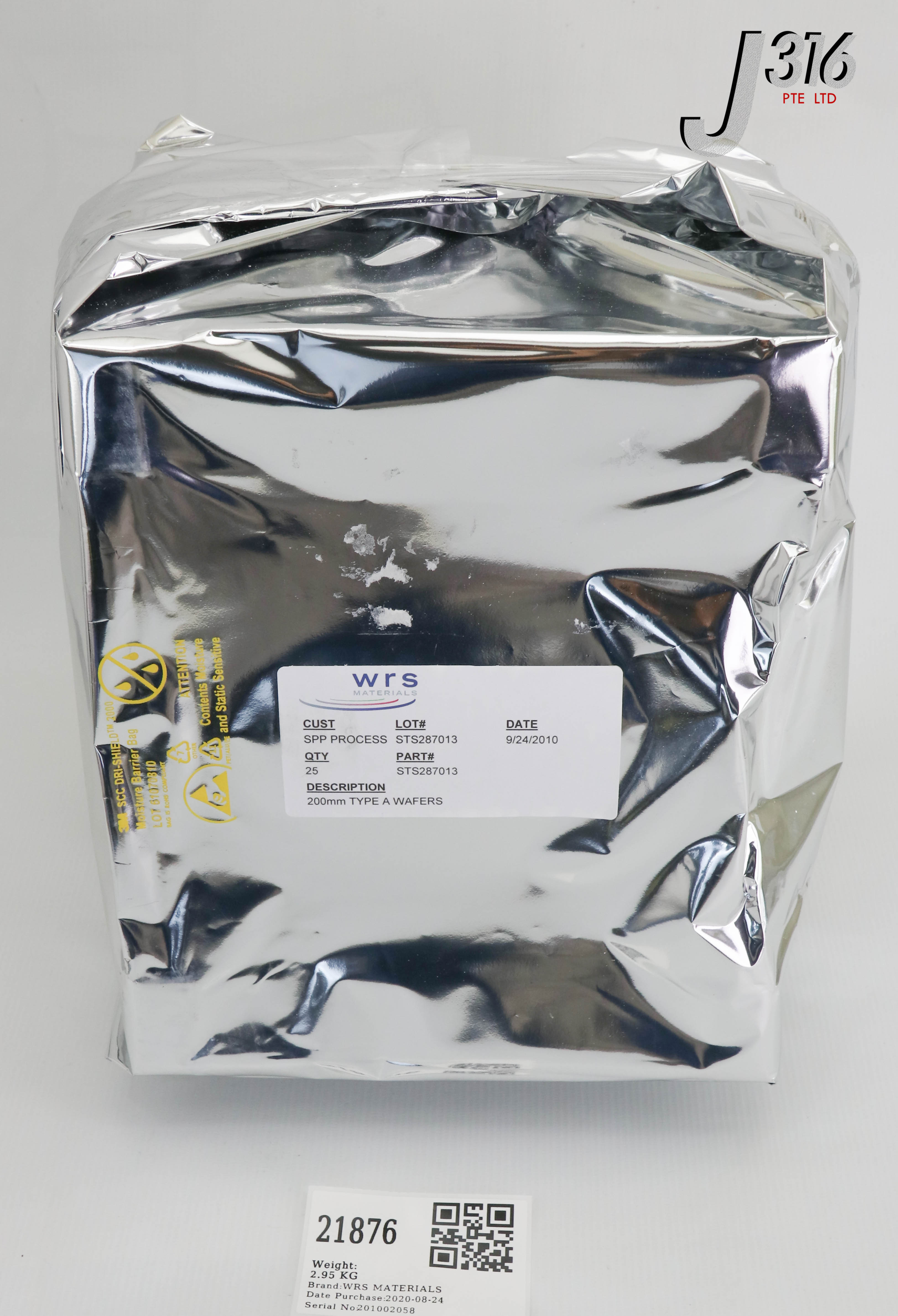 21876 WRS MATERIALS 200MM TYPE A WAFERS (LOT OF 25) (NEW